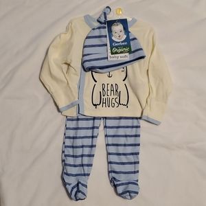 NWT Gerber Organic baby soft 3 pc set 3-6m